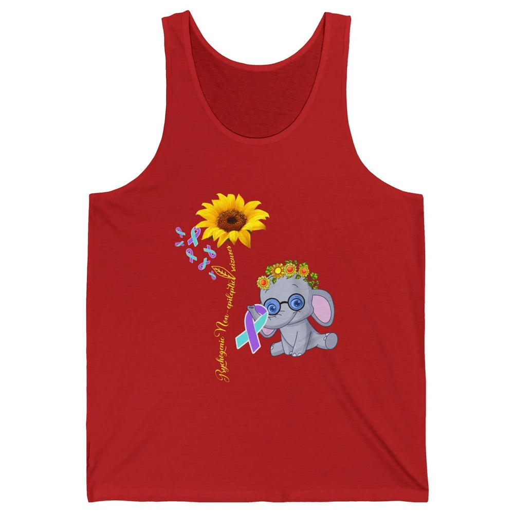 PNES Awareness Purple Teal Ribbon Sunflower Baby Elephant Unisex Jersey Tank