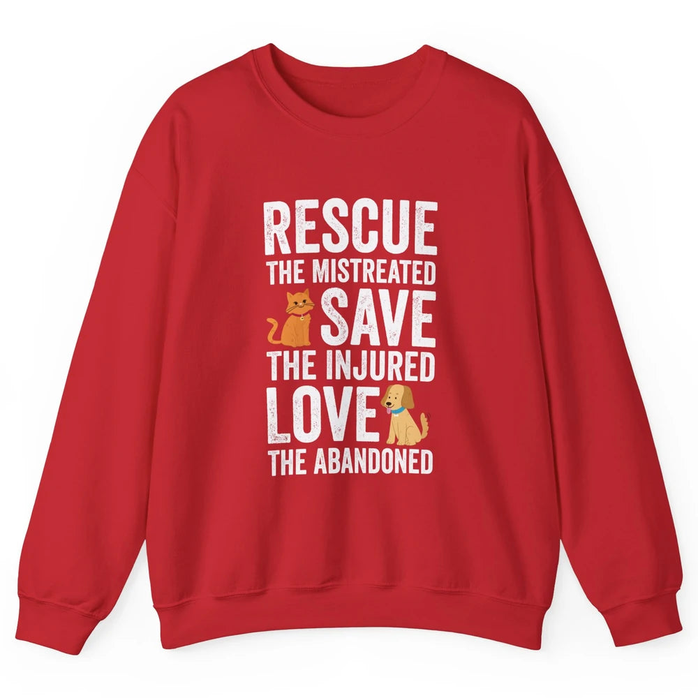 Rescue Mistreated Save Injured Adopt Dog Cat Animal Rescuer Unisex Crewneck Sweatshirt