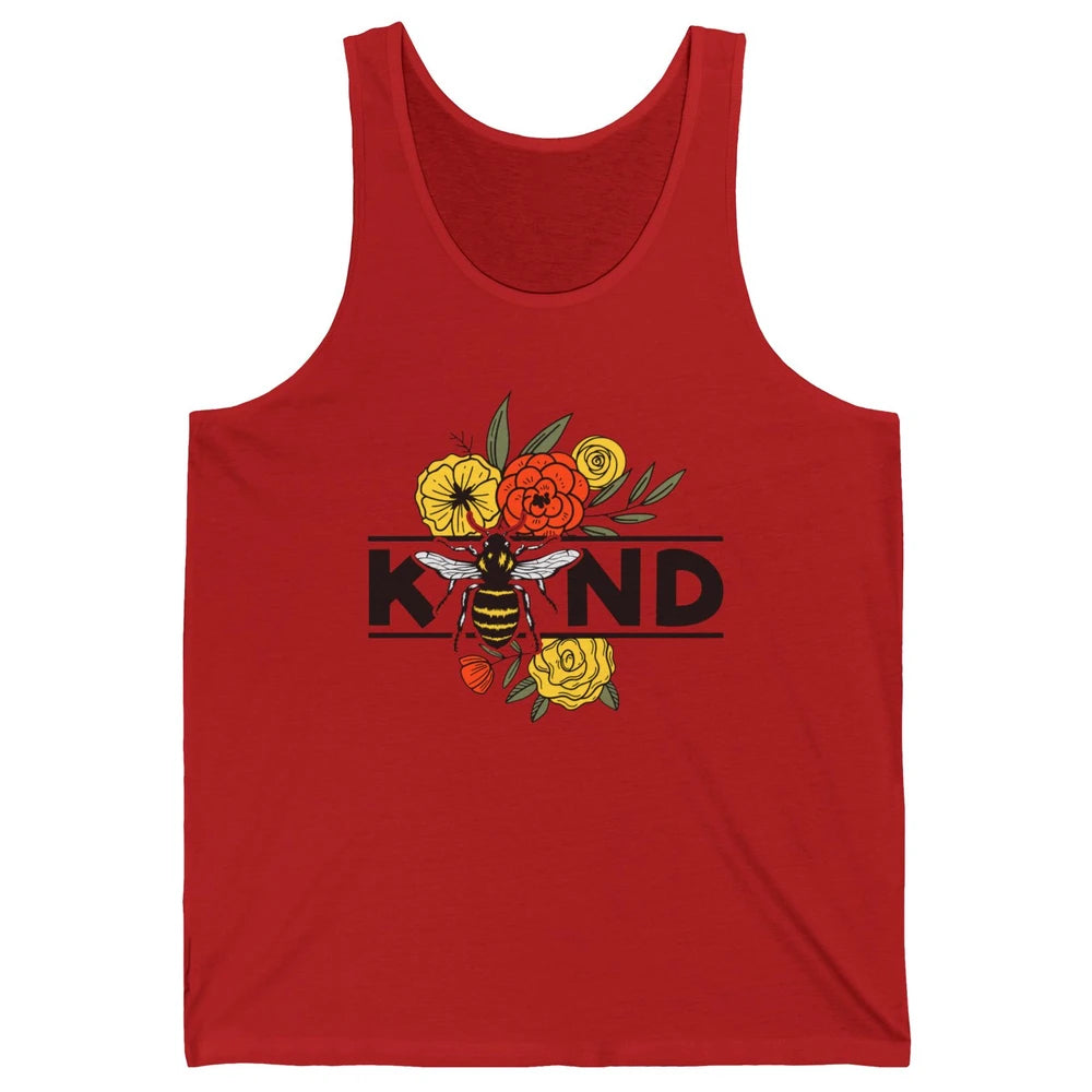 Retro Be Kind Leopard Rainbow Boho Love Mental Health Matter Unisex Jersey Tank