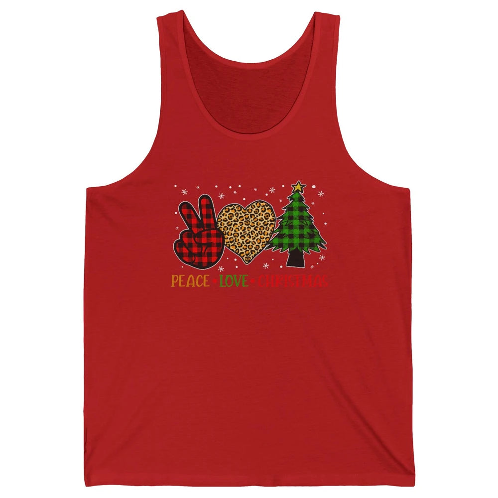 Peace Love Christmas Cute Christmas Heart Plaid Xmas Gift Unisex Jersey Tank