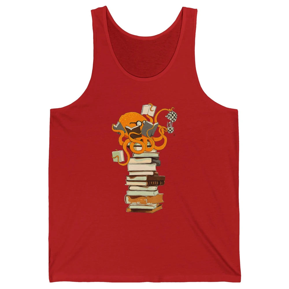 Reading Books Octopus Tea Coffee Sea Animal Marine Bookish Unisex Jersey Tank