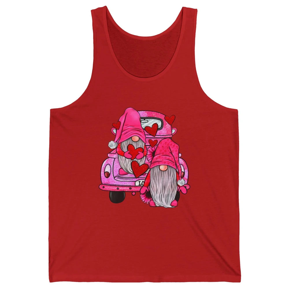 Pink Gnomes Truck Valentines Loads Of Love Western Valentine Unisex Jersey Tank