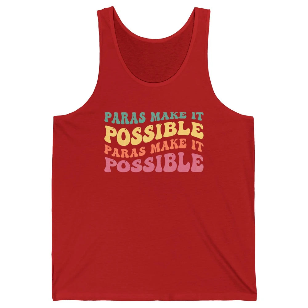 Paras Make It Possible Groovy Boho Paraprofessional Teacher Unisex Jersey Tank