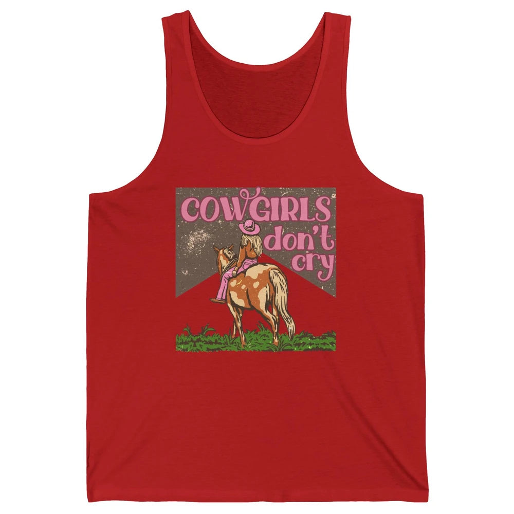 Retro Cowgirls Don't Cry Pink Horseback Rider Western Cowboy Unisex Jersey Tank