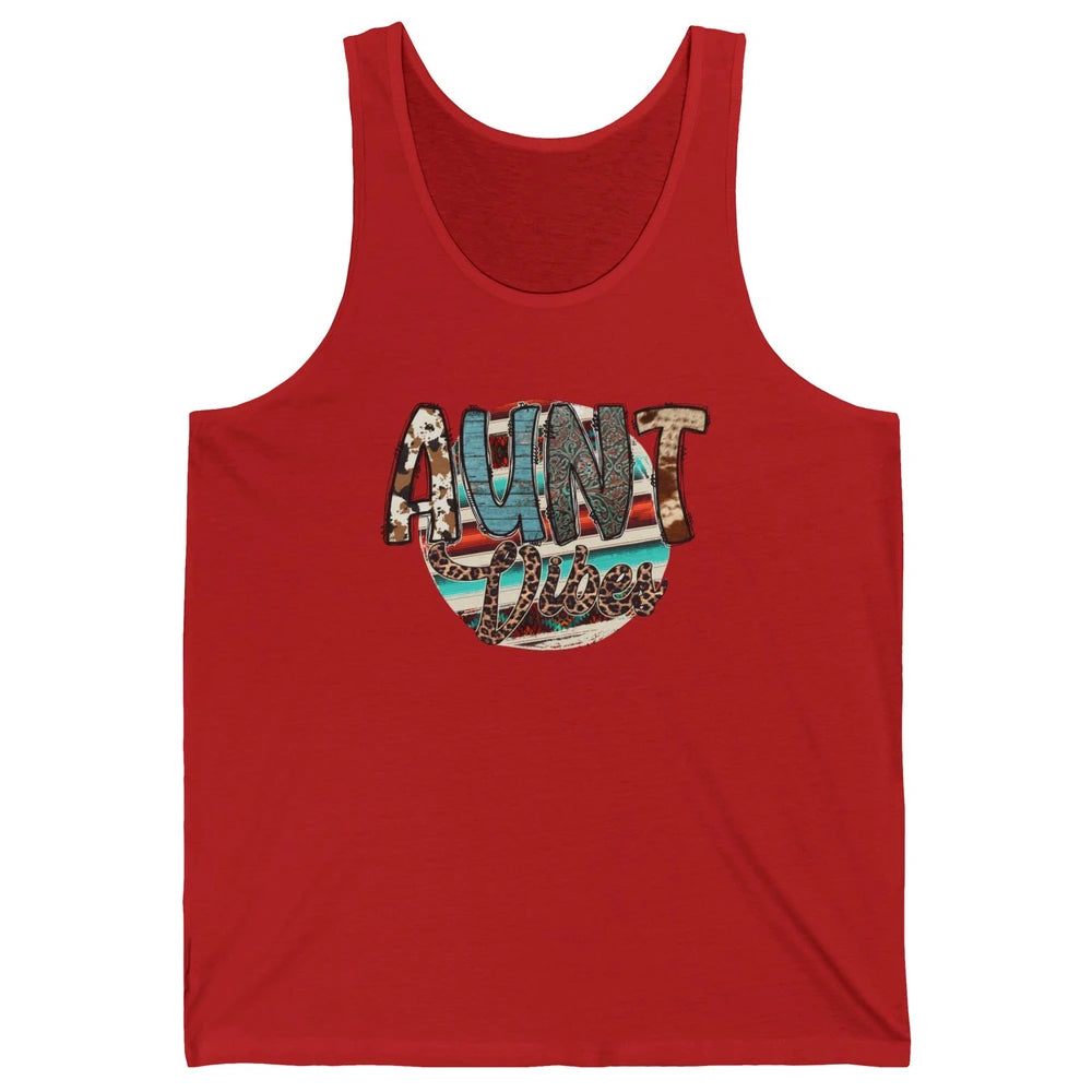 Retro Aunt Vibes Western Aunt Cowhide Leopard Auntie Gift Unisex Jersey Tank