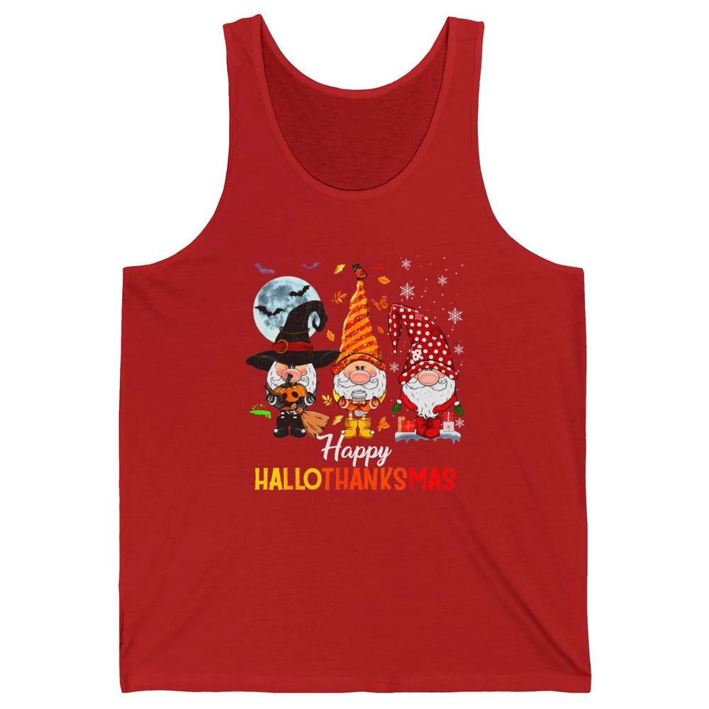 Funny Pumpkin Gnomes Hallo-thank-mas Thanksgiving Christmas Unisex Jersey Tank