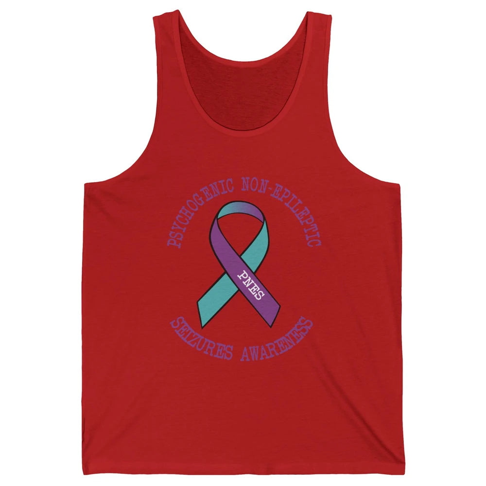 Psychogenic Non-epileptic Seizures PNES Purple Teal Ribbon Unisex Jersey Tank