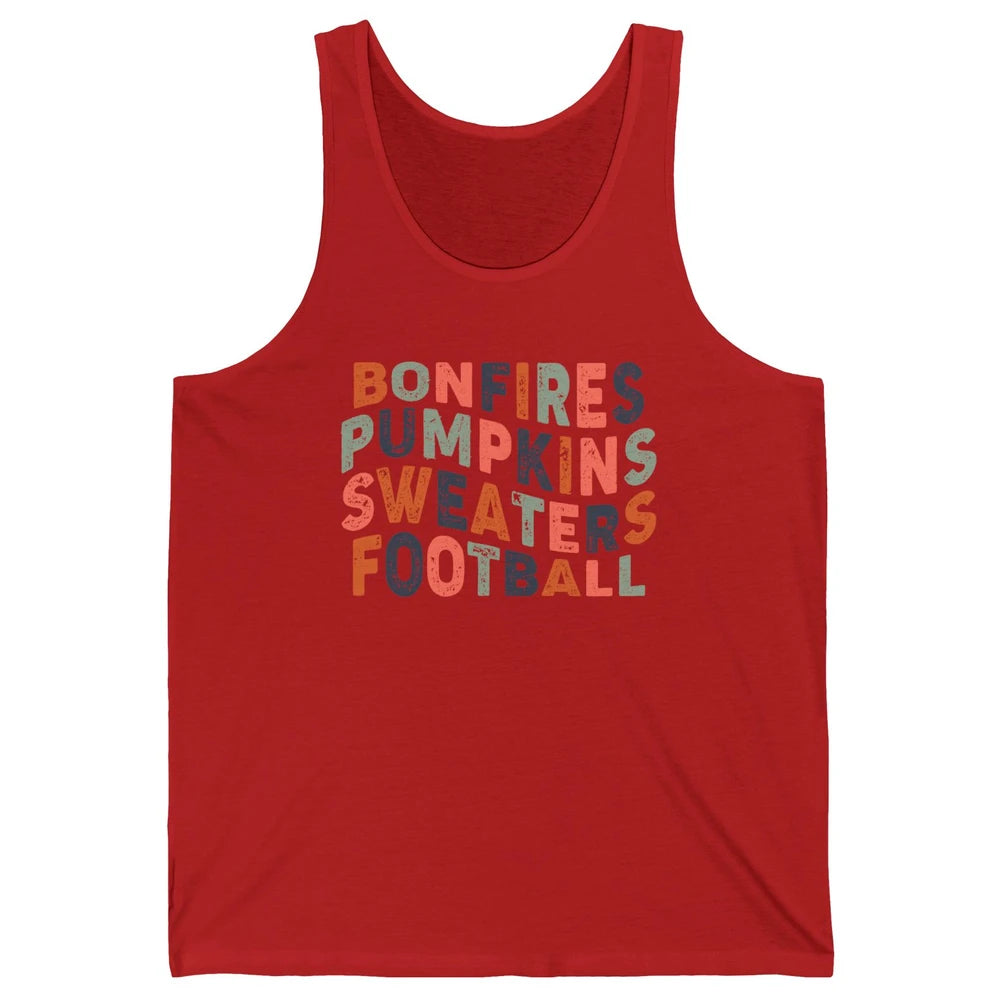 Retro Fall Bonfires Pumpkins Swaeaters Football Thanksgiving Unisex Jersey Tank
