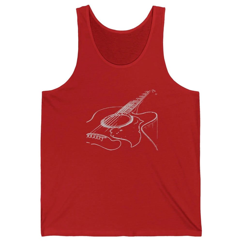 Retro Acoustic Guitar Guitarist Musician Music Lovers Gift Unisex Jersey Tank