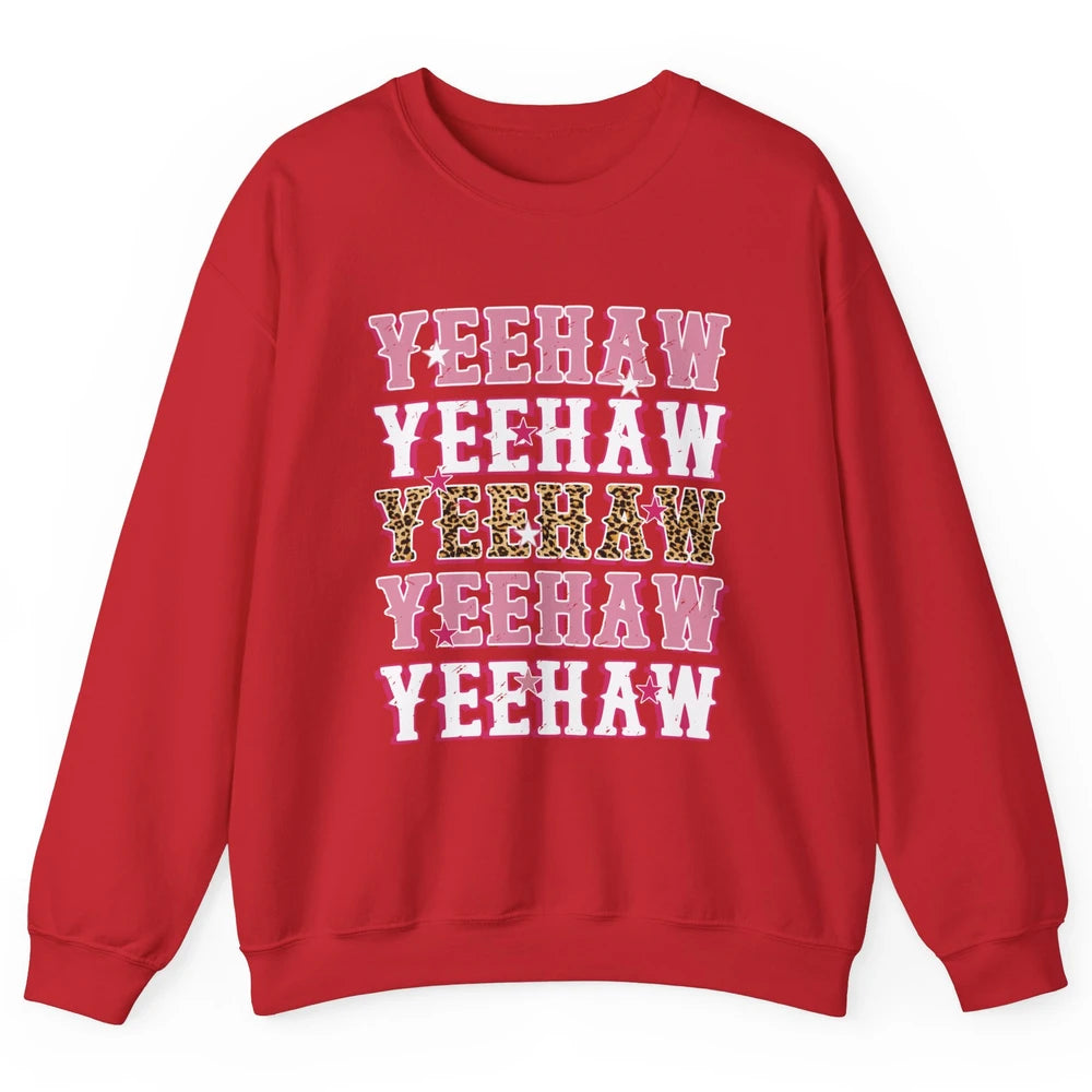Retro Leopard Yeehaw Western Country Cowboy Cowgirl Costume Unisex Crewneck Sweatshirt