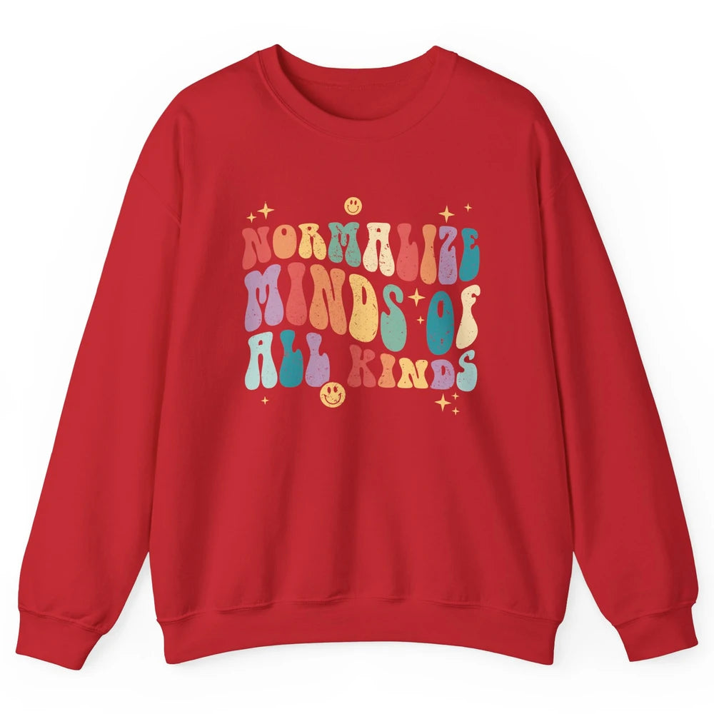 Retro Autism Normalize Minds Of All Kinds Neurodiversity Unisex Crewneck Sweatshirt