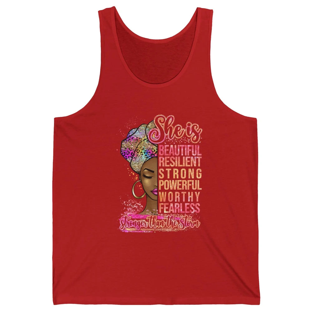 Afro Woman Strong Than Storm Melanin African American Woman Unisex Jersey Tank