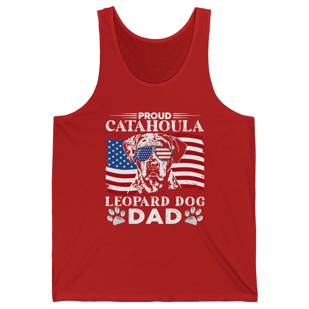 Proud Catahoula Leopard Dog Dad US Flag Patriotic 4th July Unisex Jersey Tank