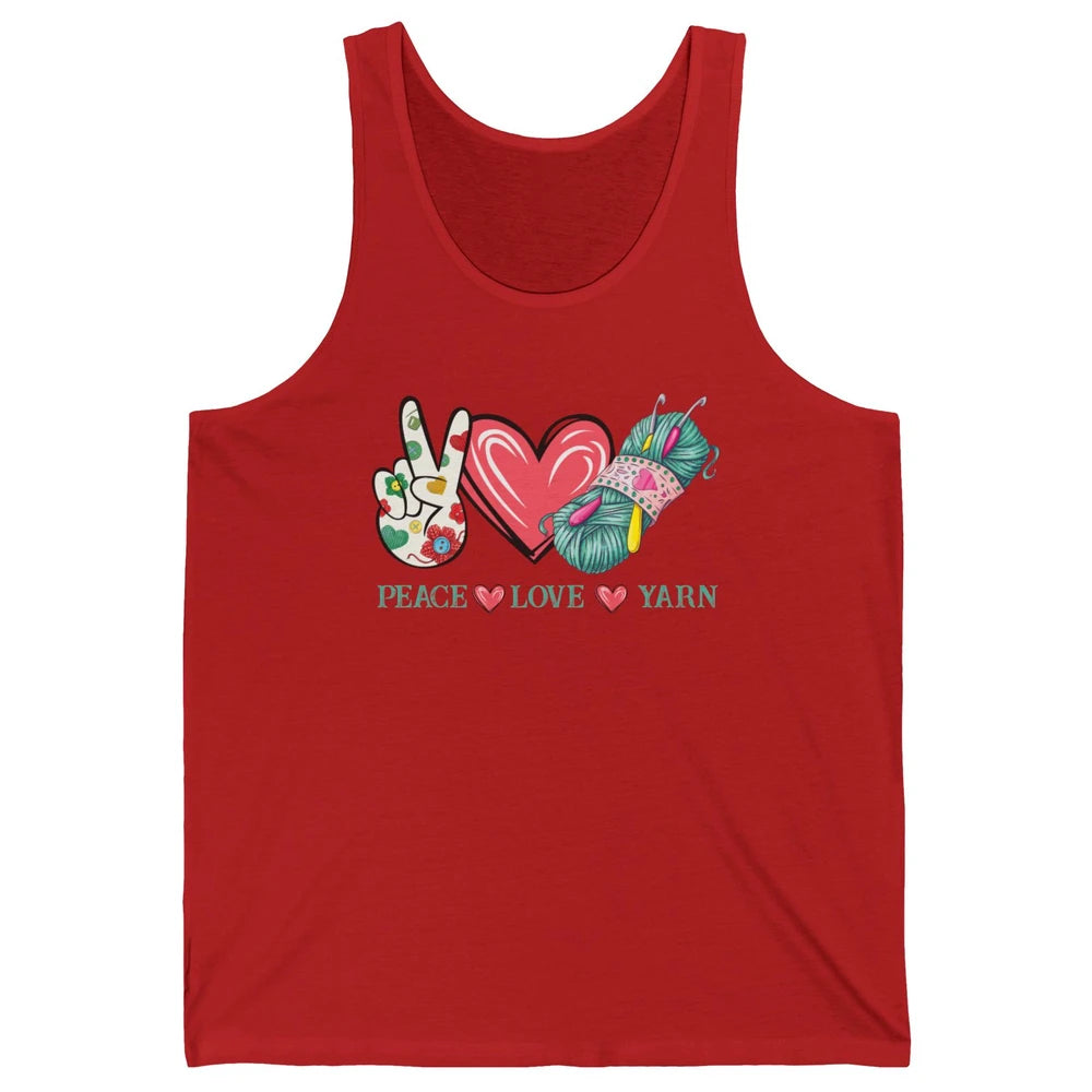 Peace Love Yarn Crochet Lovers Yarning Crocheting Heart Gift Unisex Jersey Tank