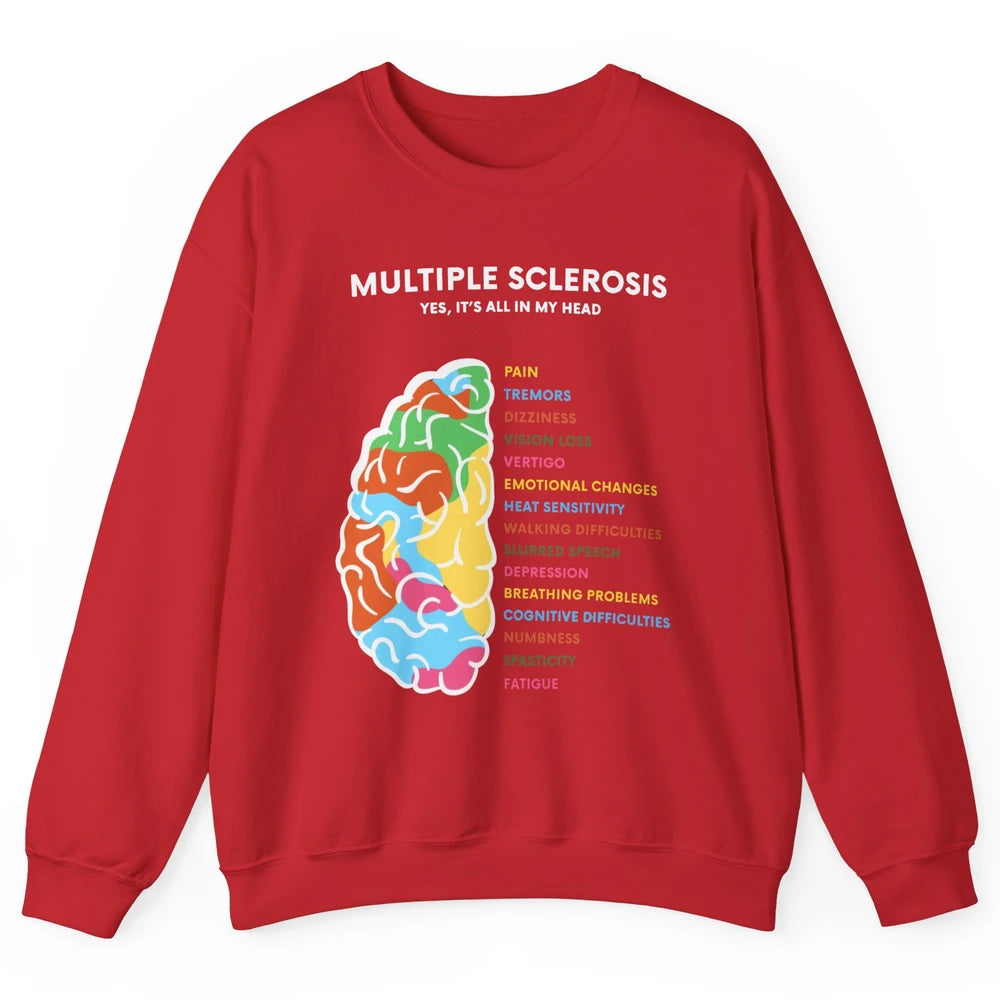 Multiple Sclerosis Awareness Its All In My Head Ms Ribbon Unisex Crewneck Sweatshirt