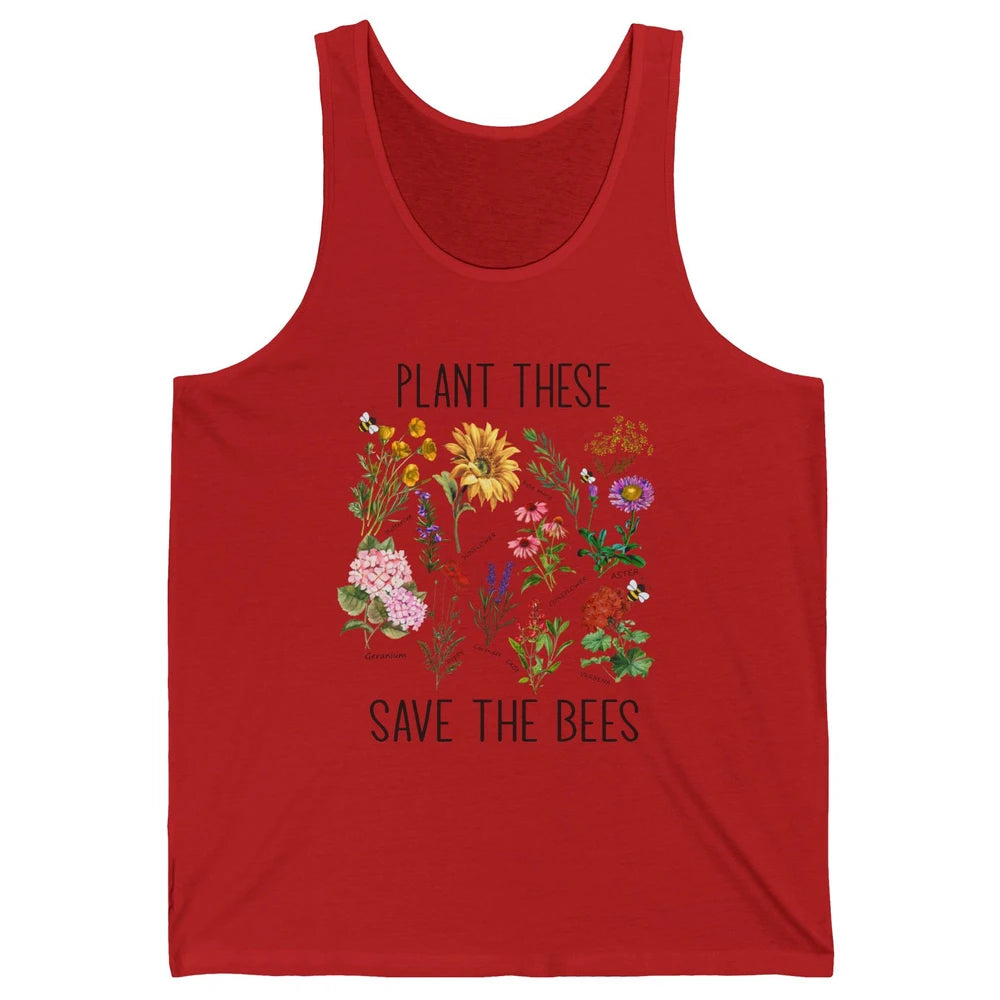 Retro Plant These Save The Bees Flowers Gardening Lover Gift Unisex Jersey Tank