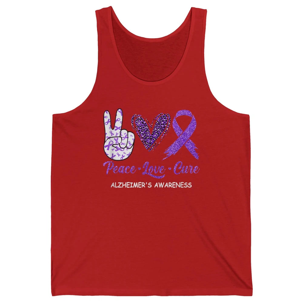 Peace Love Cure Purple Ribbon Alzheimer Disease Awareness Unisex Jersey Tank