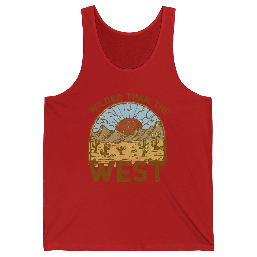 Retro Desert Sunrise Wilder Than The West Western Country Unisex Jersey Tank