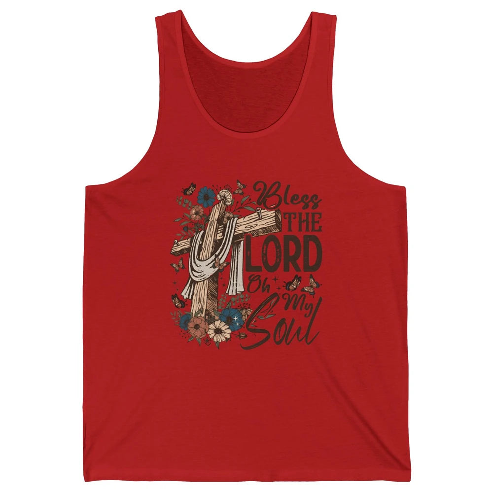 Retro Christian Floral Jesus Cross Bless The Lord Oh My Soul Unisex Jersey Tank
