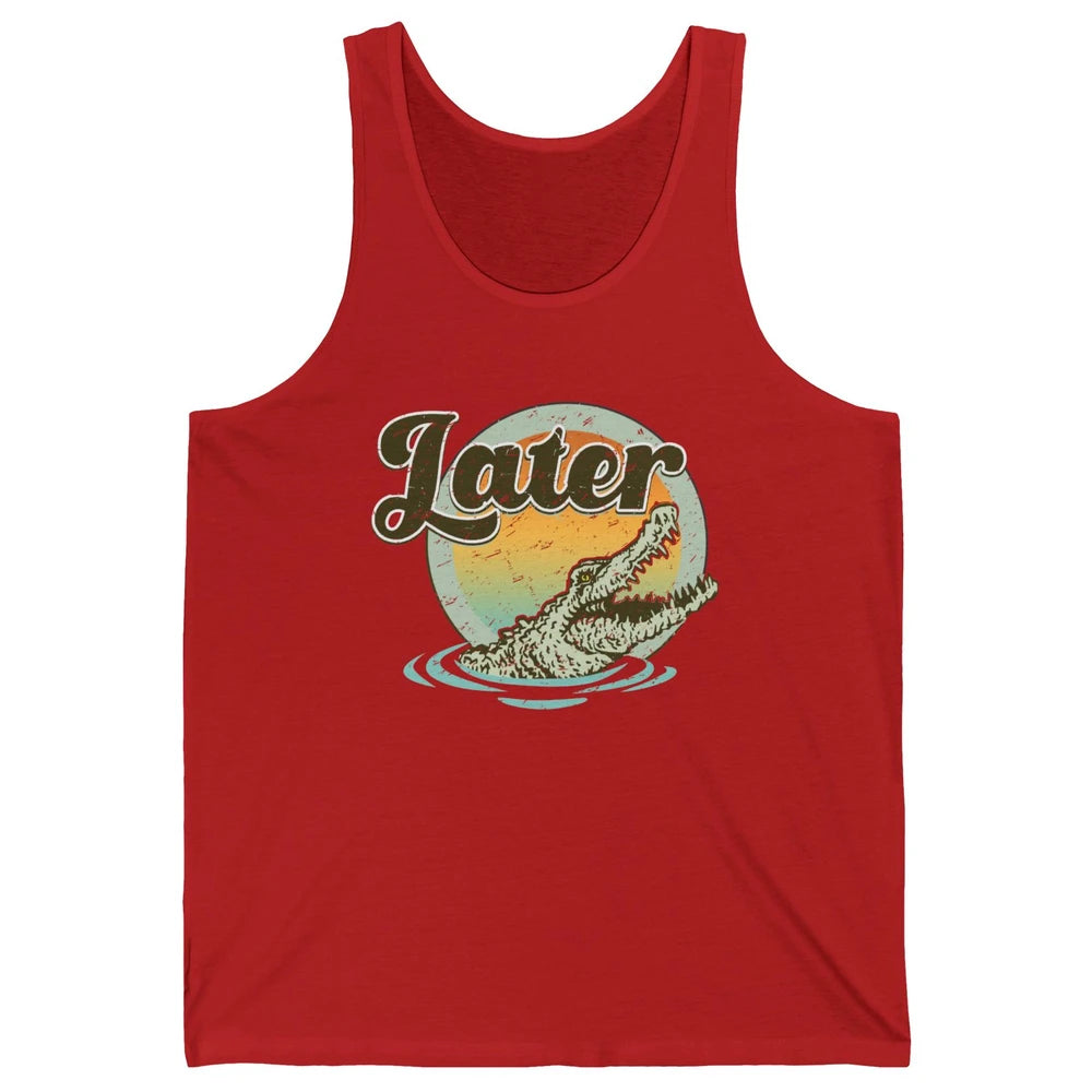 Retro Crocodile Later Take Sunset Nature Lazy Crocodile Gift Unisex Jersey Tank