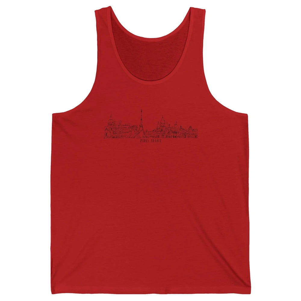 Paris Eiffel Tower Souvenir Travel France Gift Paris Skyline Unisex Jersey Tank