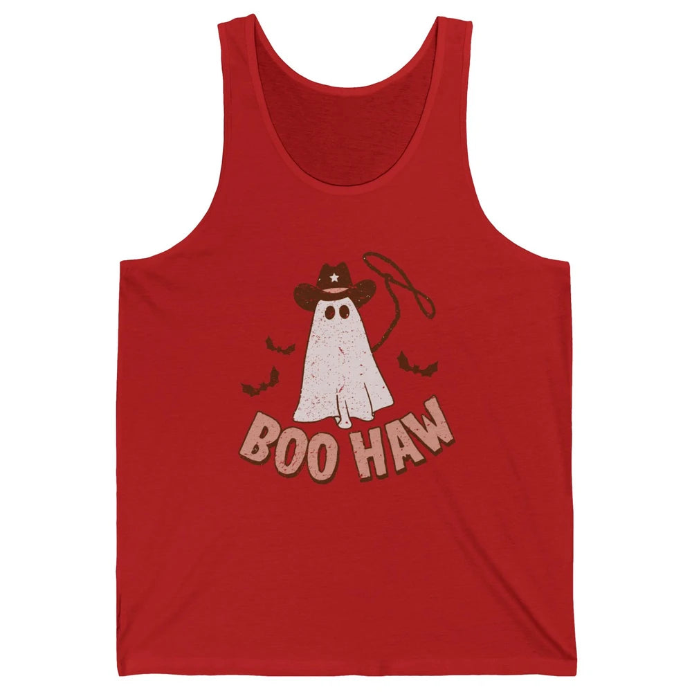 Retro Cowboo Boo Haw Ghost Fall Spooky Season Western Cowboy Unisex Jersey Tank