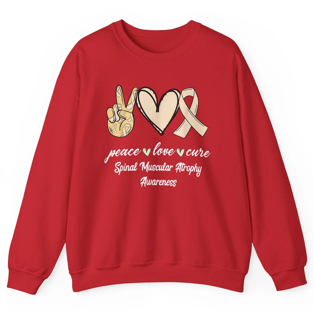Peace Love Cure Cream Ribbon Spinal Muscular Atrophy SMA Unisex Crewneck Sweatshirt