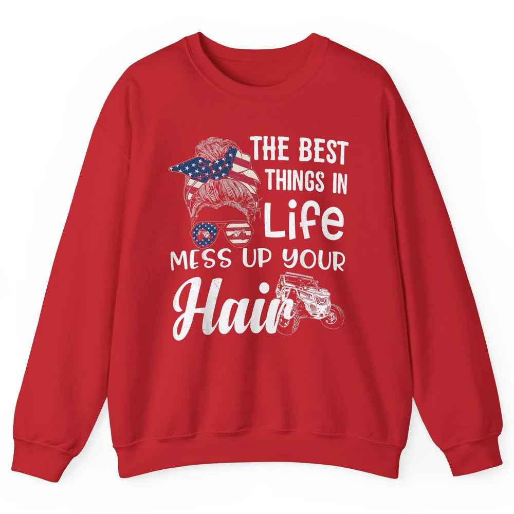 Retro Mess Up Your Hair Motocross Quad Biker ATV SXS Offroad Unisex Crewneck Sweatshirt