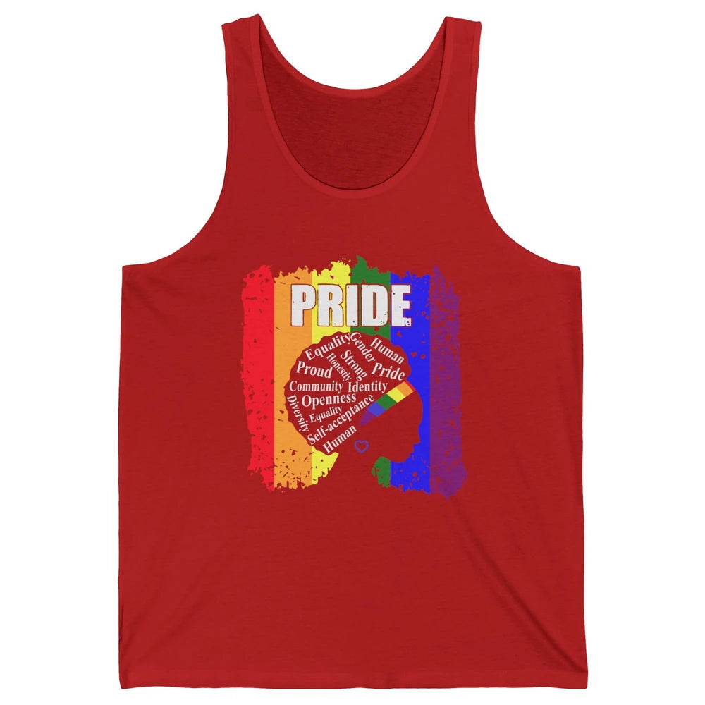 Proud Afro Girl Gay Pride Month Equality Unisex Jersey Tank