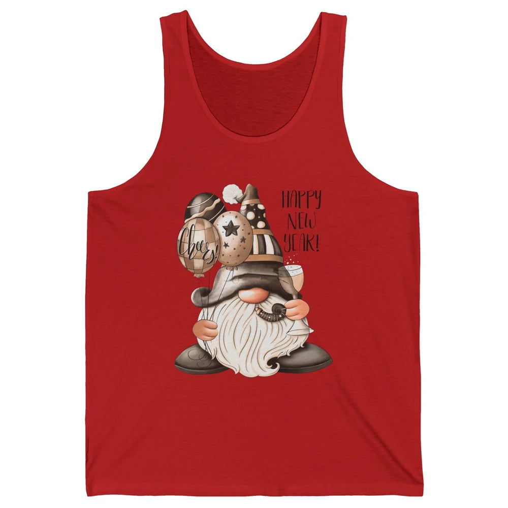 Happy New Year Gnome Champagne New Year Eve Cheer Gnomies Unisex Jersey Tank