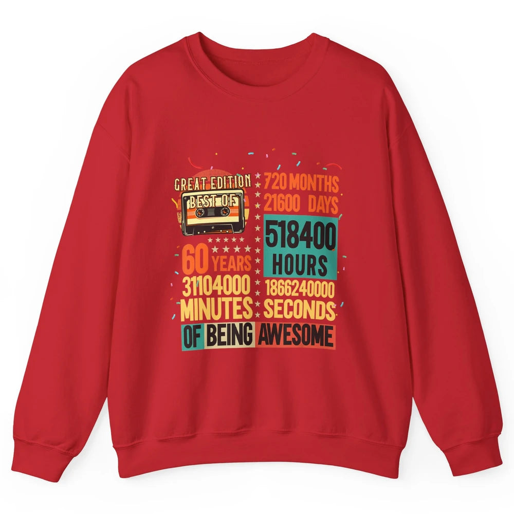 Retro 60s Lifetime Cassette Music Count Down 60th Birthday Unisex Crewneck Sweatshirt