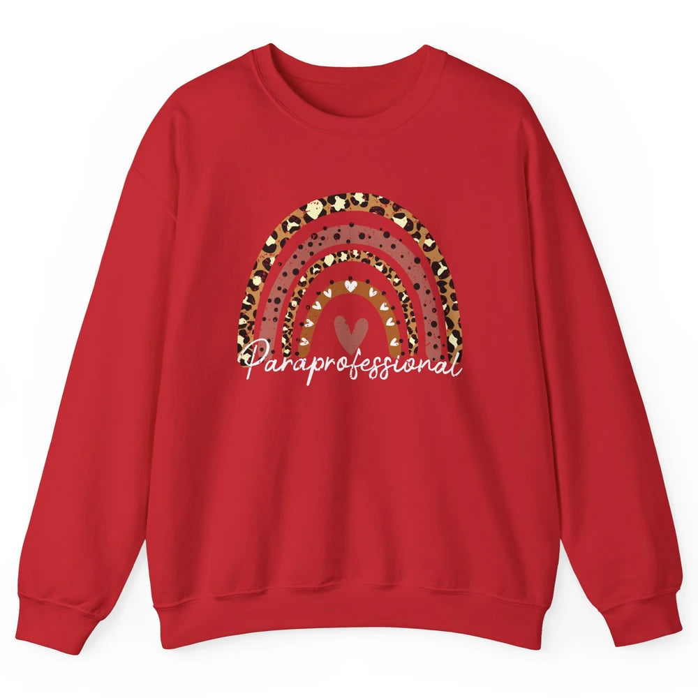 Retro Paraprofessional Life Rainbow Leopard Para Teacher Unisex Crewneck Sweatshirt