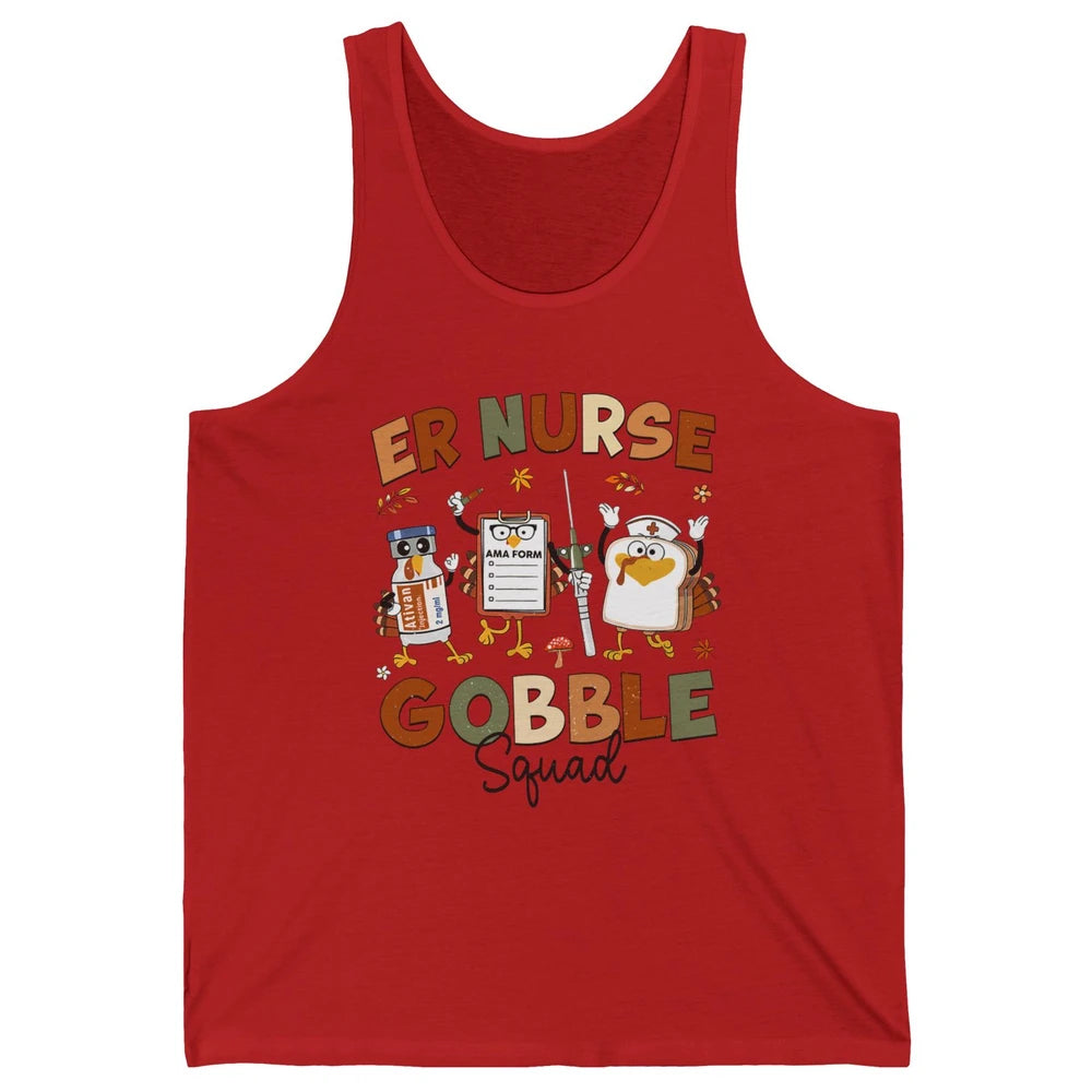 Thanksgiving ER Nurse Gobble Squad Emergency Room Thankful Unisex Jersey Tank