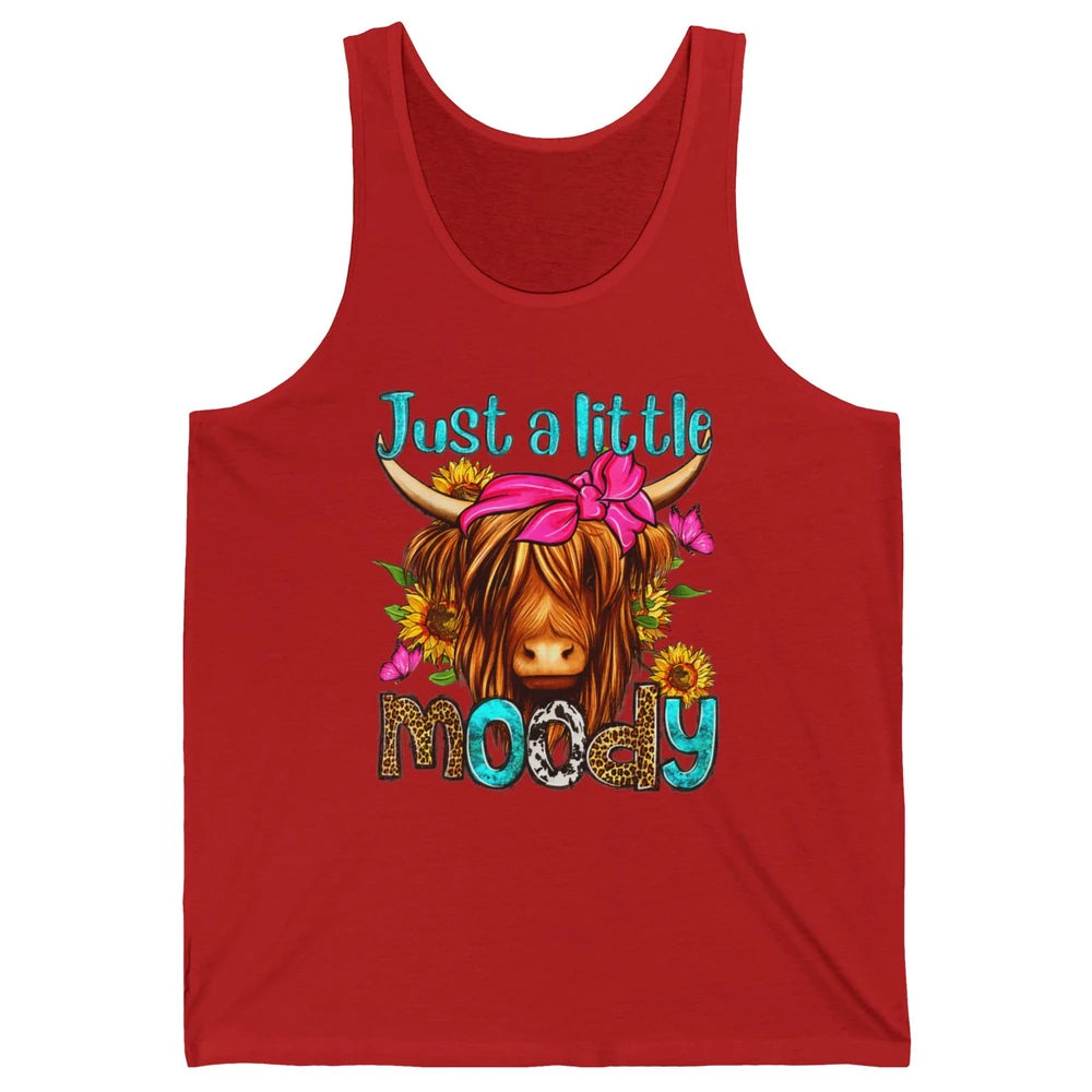 Just Little Moody Cute Western Highland Cow Heifer Sunflower Unisex Jersey Tank