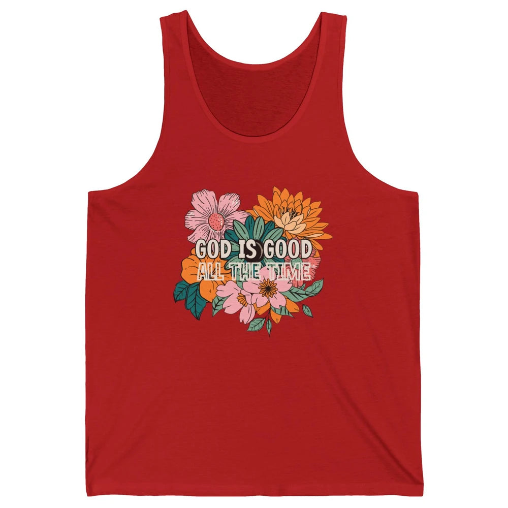 Retro God Is Good All The Time Floral Christian Bible Verse Unisex Jersey Tank