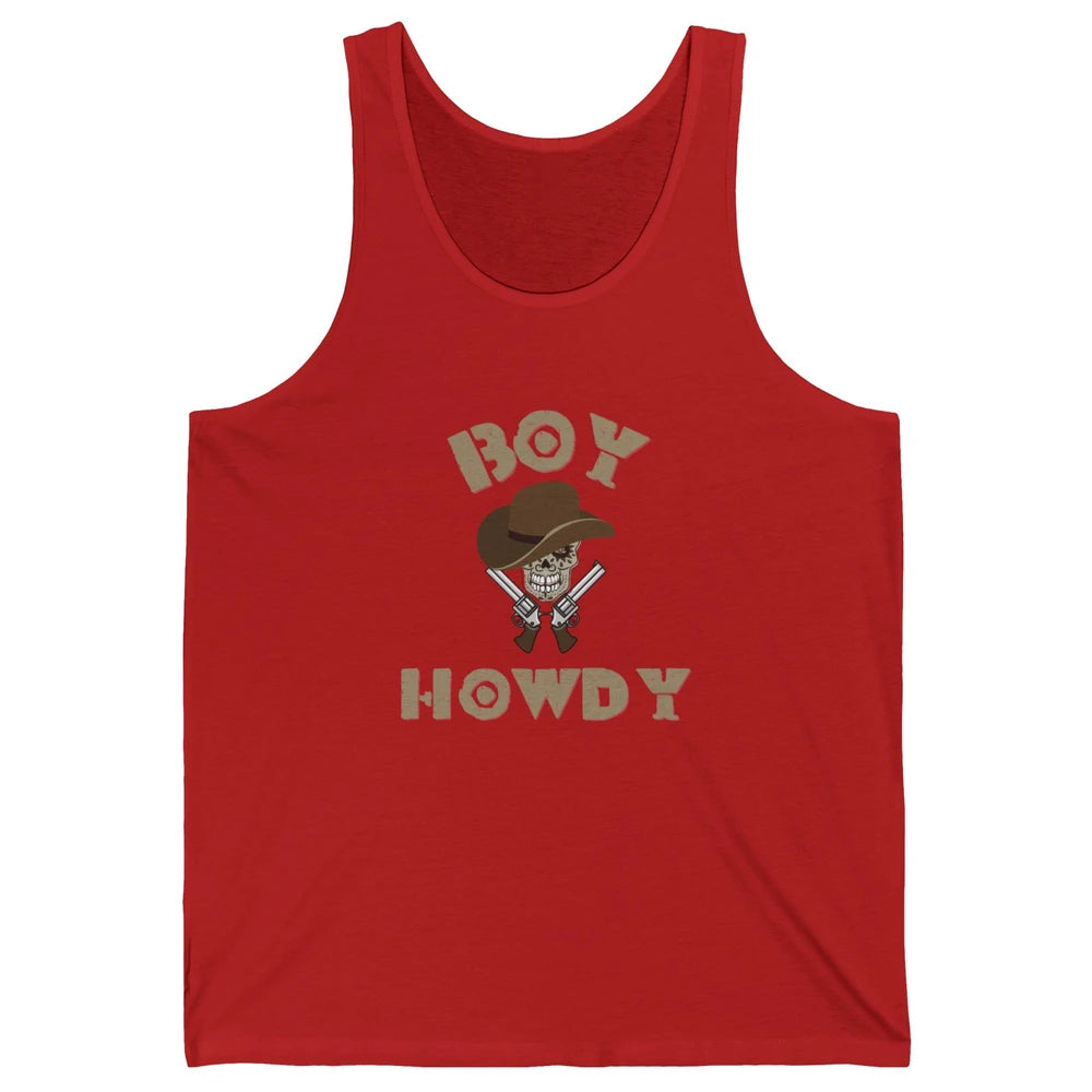 Retro Boy Howdy Rodeo Cowboy Skull Vintage Western Country Unisex Jersey Tank