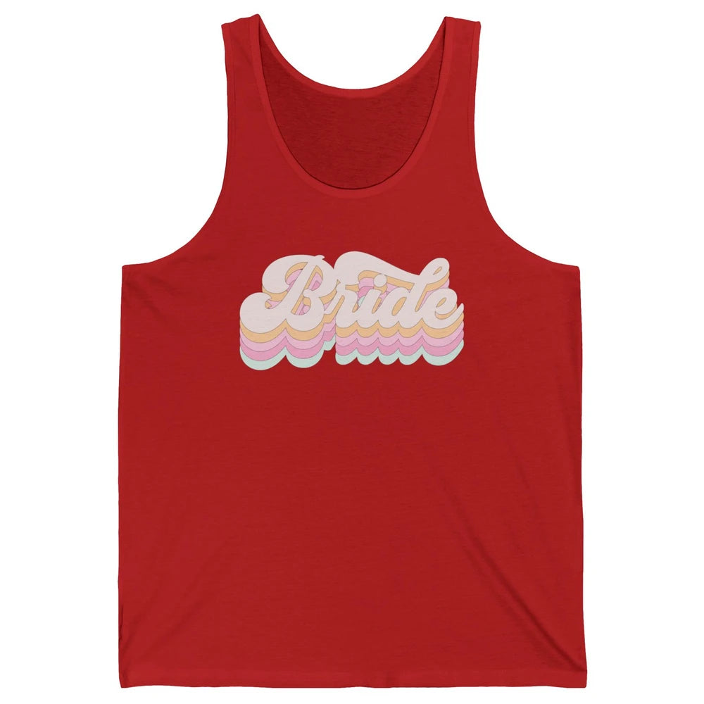 Retro 70s Bride Bachelorette Bridal Party Engagement Trendy Unisex Jersey Tank