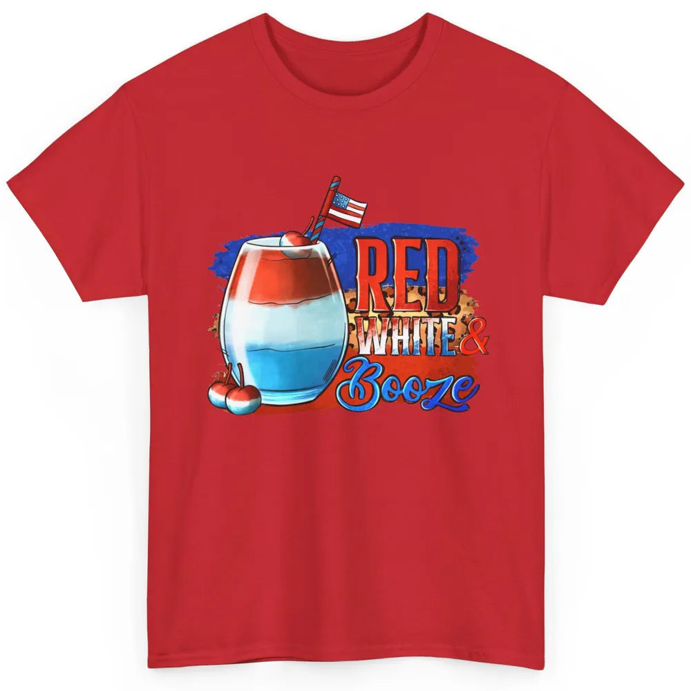 Red White & Booze Leopard US Flag 4th of July American Booze Classic Unisex T-Shirt