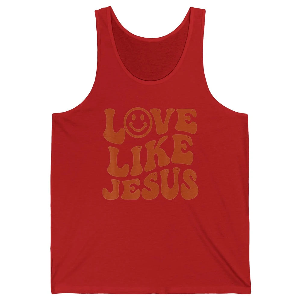Groovy Love Like Jesus Preppy Religion Christian God Retro Unisex Jersey Tank