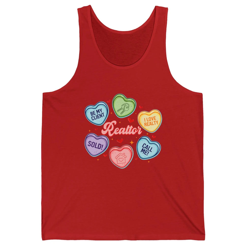 Heart Candy Valentines Day Funny Real Estate Be Mine Realtor Unisex Jersey Tank