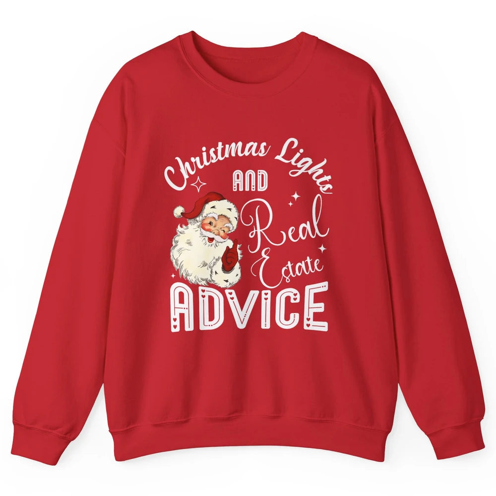 Merry Christmas Xmas Lights Santa Realtor Real Estate Advice Unisex Crewneck Sweatshirt