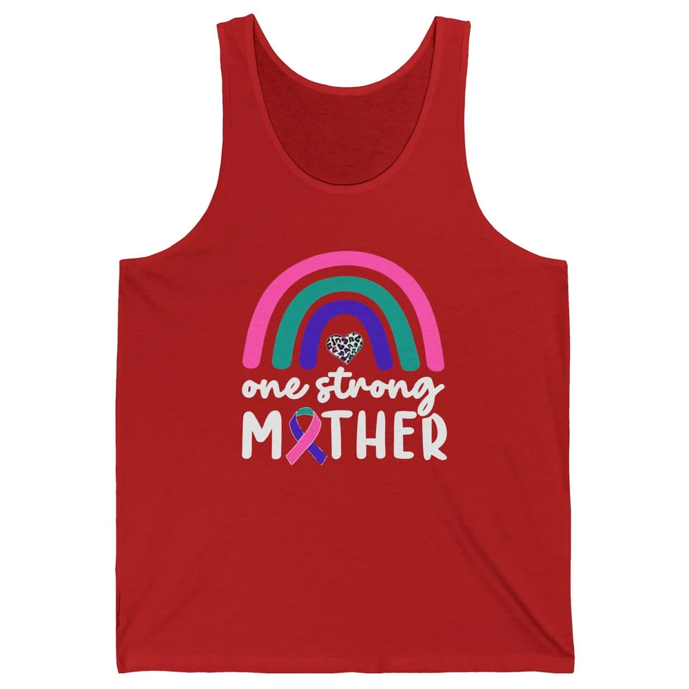 One Strong Mother Teal Rainbow Warrior Thyroid Cancer Month Unisex Jersey Tank