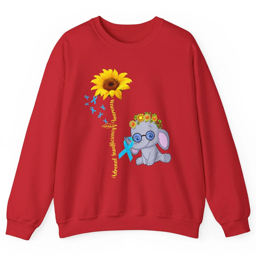 Adrenal Insufficiency Awareness Baby Elephant Sunflower Unisex Crewneck Sweatshirt