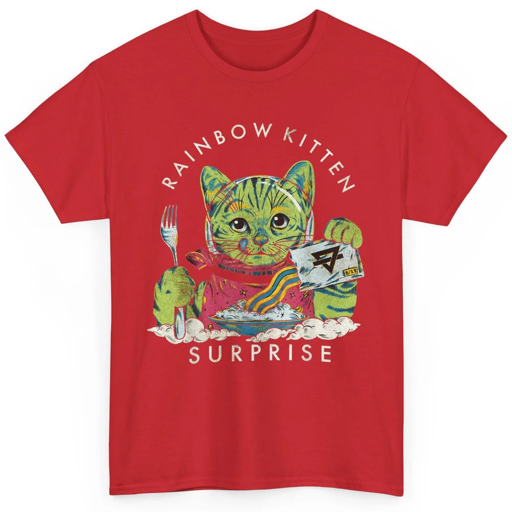 Retro Rainbow Kitten Surprise Gothic Halloween Funny Cat Pet Classic Unisex T-Shirt