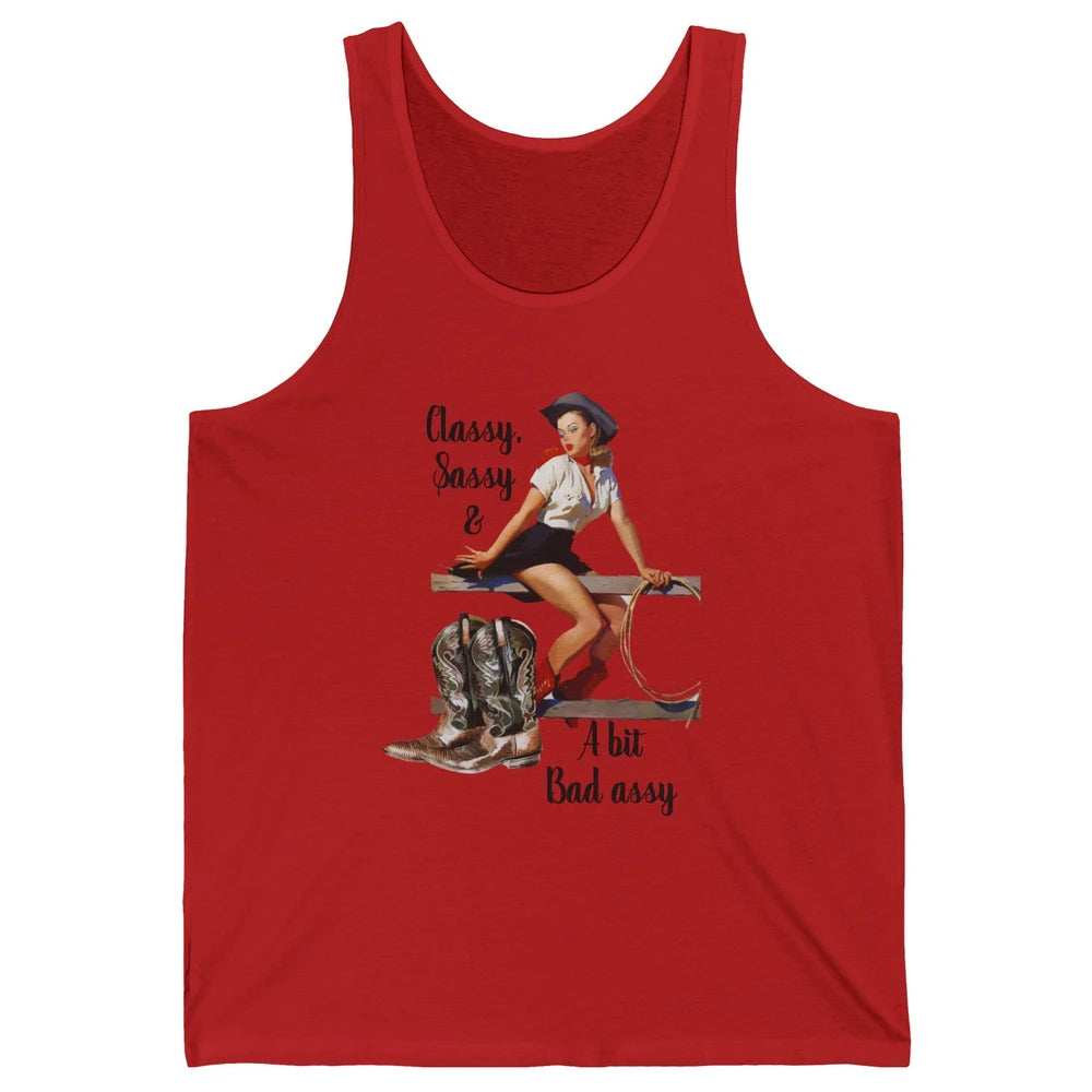 Retro Cowgirl Boots Classy Sassy Western Country Cowboy Gift Unisex Jersey Tank