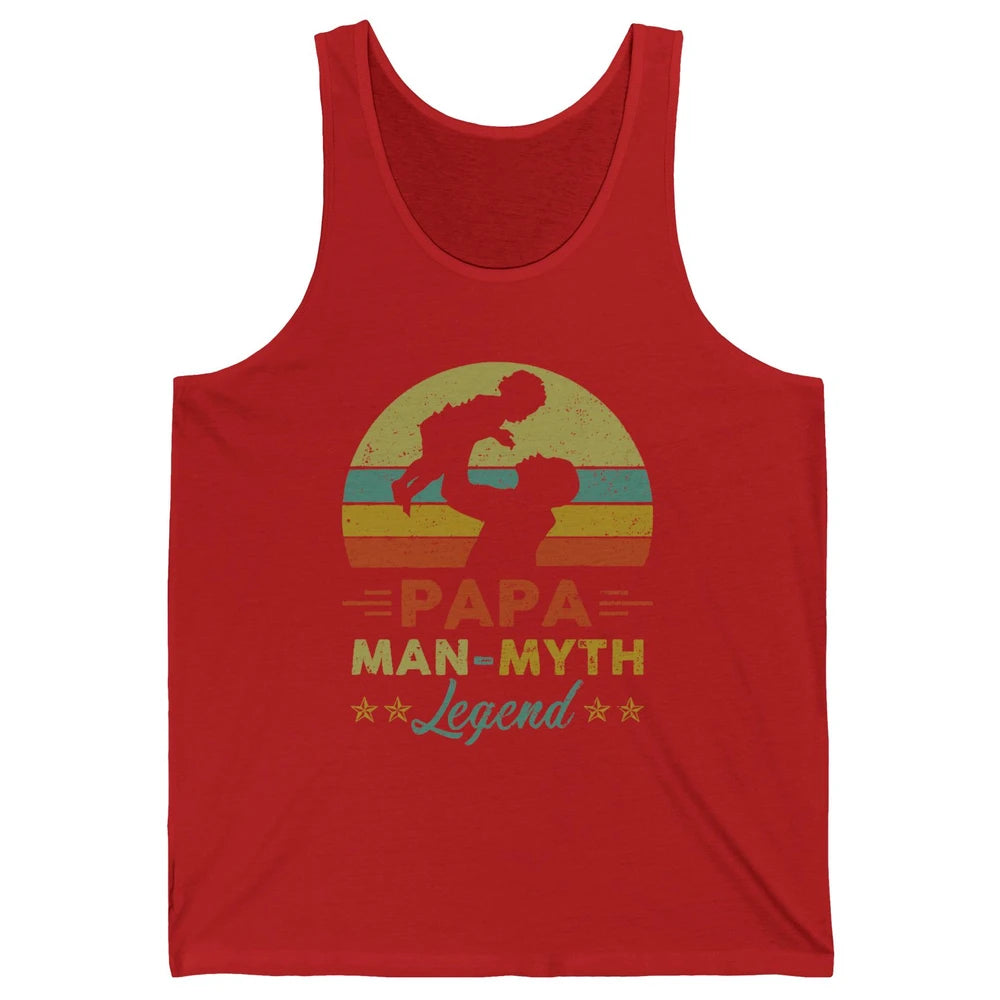 Papa Man Myth Legend Fathers Day Vintage Unisex Jersey Tank