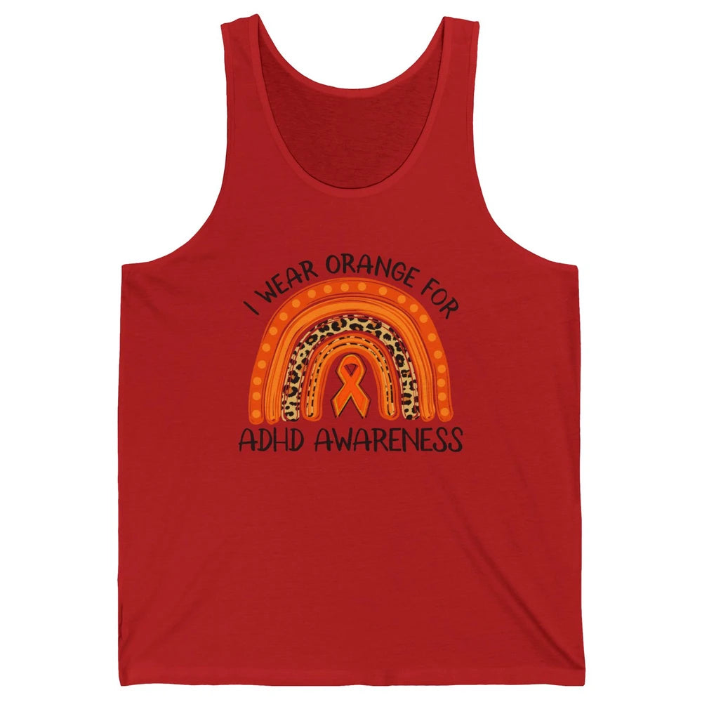 ADHD Awareness Month I Wear Orange For ADHD Rainbow Ribbon Unisex Jersey Tank