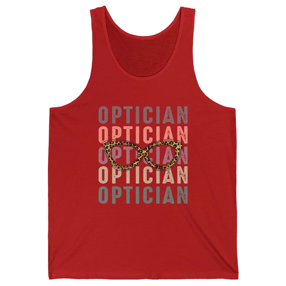 Retro Optometrist Leopard Eyeglasses Optician Ophthalmology Unisex Jersey Tank