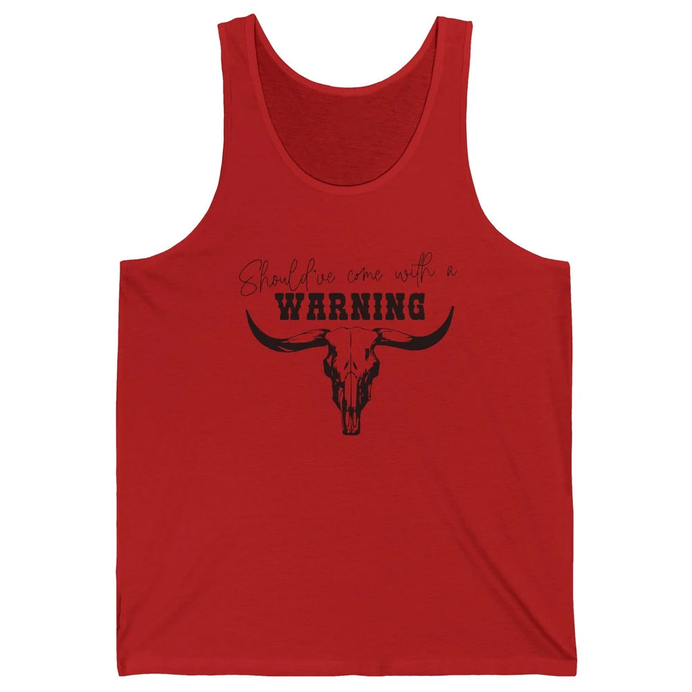 Retro Bull Skull Should've Come With Warning Western Country Unisex Jersey Tank