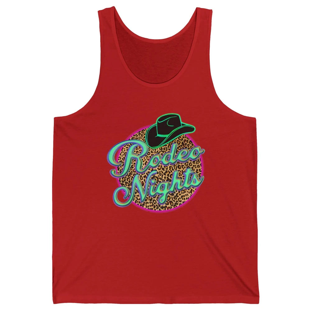 Retro Leopard Cowboy Hat Rodeo Night Western Country Cowgirl Unisex Jersey Tank